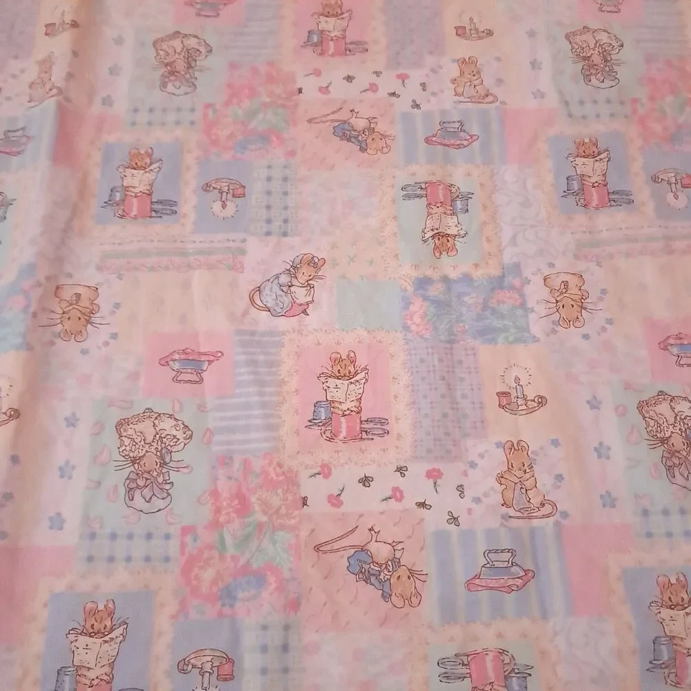 Beatrix Potter Peter Rabbit fabric pastel patchwork Frederick Warne 1990s cotton